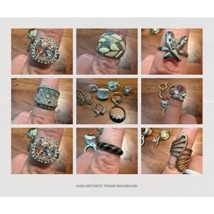 LOT of 9 Costume Jewelry Women's Rings Boho Statement Vintage Assorted